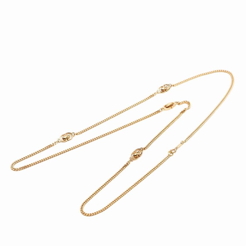 Dior Gold Plated CD Logo Chain Necklace Gold Metal Very good condition - Front View