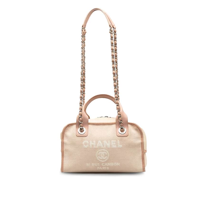 Chanel Small Canvas Deauville Bowling Bag Pink Very good condition - Front View