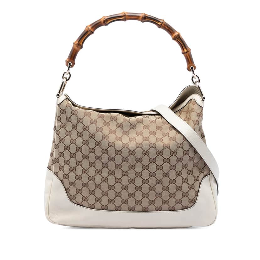 Gucci GG Canvas Bamboo Diana Satchel Beige Very good condition - Front View