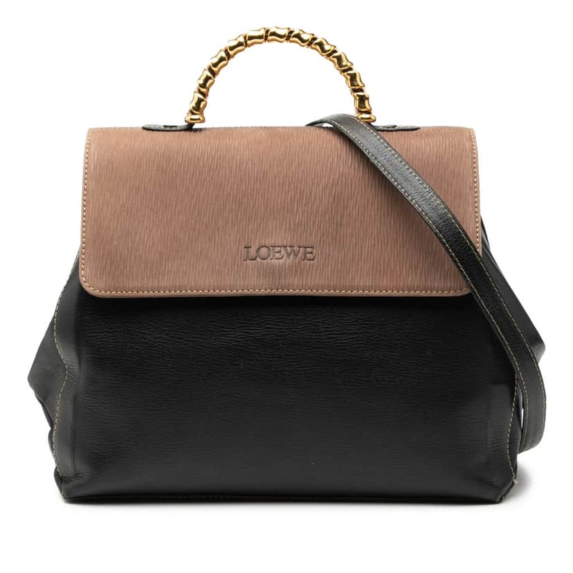 Loewe Leather Velazquez Twist Satchel Black Leather Very good condition - Front View