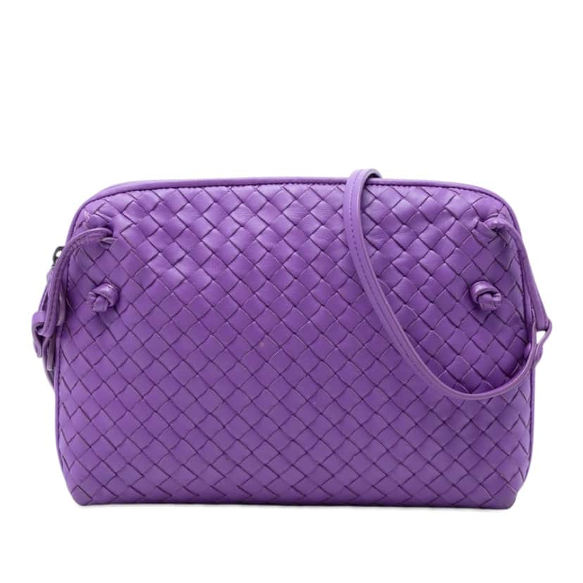 Bottega Veneta Nappa Intrecciato Nodini Crossbody Purple Leather Very good condition - Front View