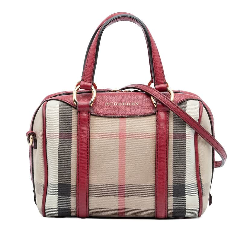 Burberry Small House Check Canvas Alchester Bowling Bag Beige Very good condition - Front View