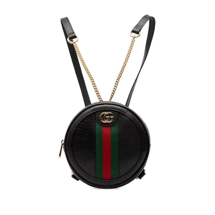 Gucci Mini Leather Round Ophidia Backpack Black Leather Very good condition - Front View