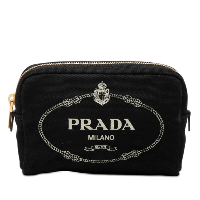 Prada Canvas Canapa Logo Pouch Black Very good condition - Front View