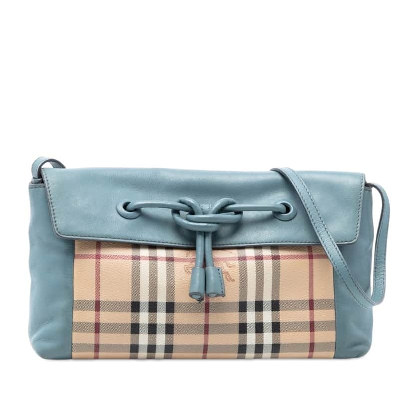 Burberry Haymarket Check Coated Canvas Leah Crossbody Beige Very good condition - Front View