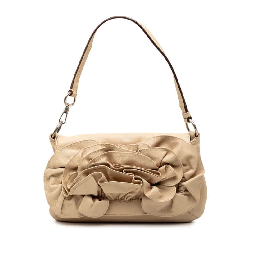 Saint Laurent Leather Nadja Rose Flap Bag Brown Leather Very good condition - Front View