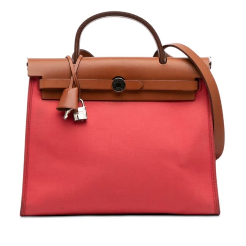 Hermès Toile Herbag Zip 31 Red Very good condition - Front View