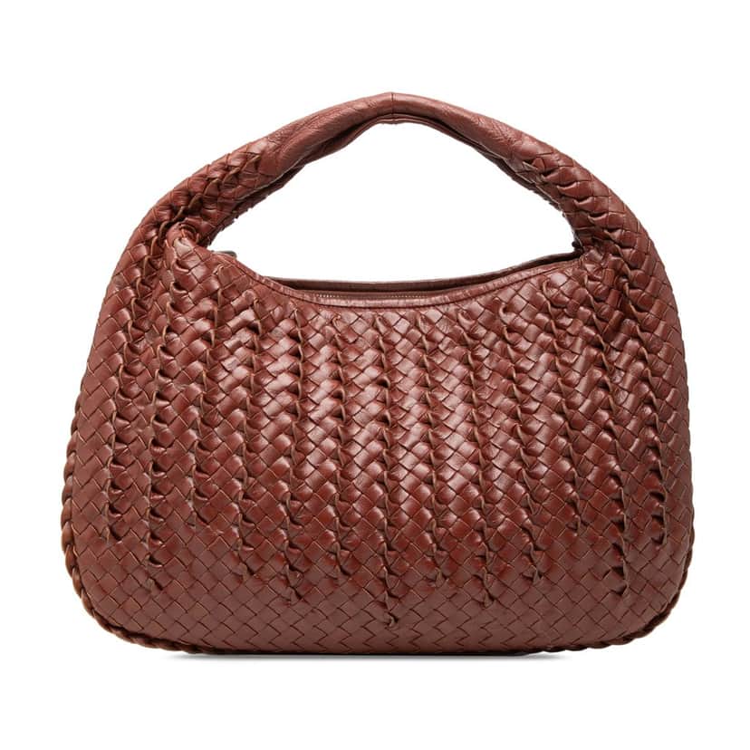 Bottega Veneta Small Nappa Intrecciato Tornabuoni Hobo Brown Leather Very good condition - Front View