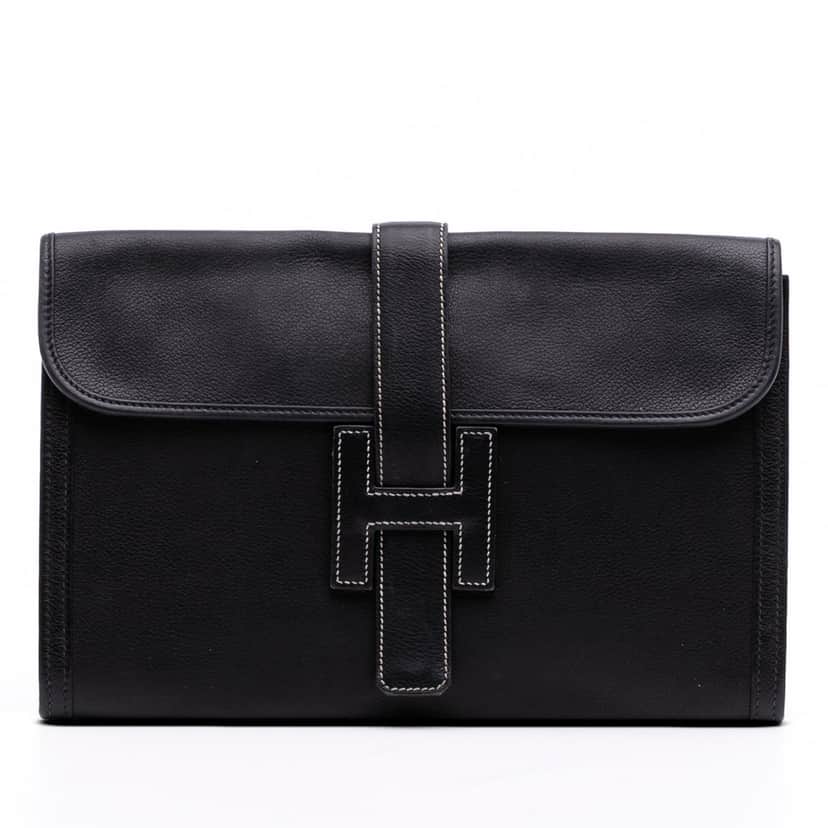 Hermès Evergrain Jige PM Black Leather Very good condition - Front View