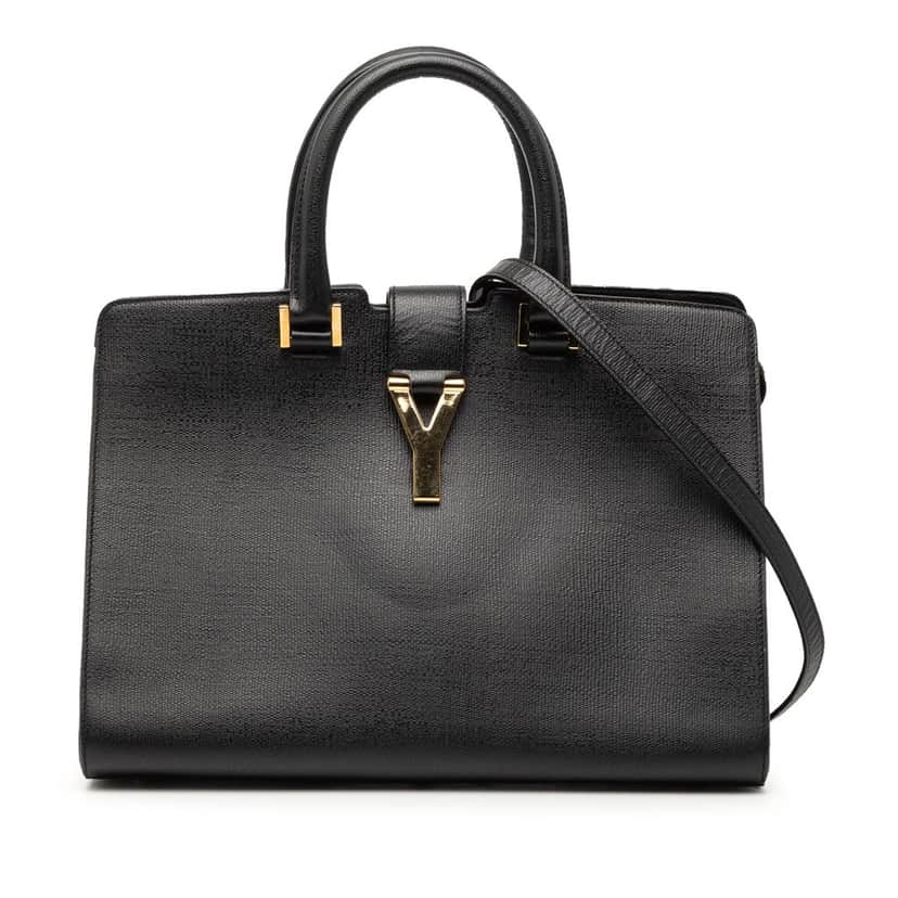 Saint Laurent Small Textured Leather Cabas Chyc Satchel Black Leather Very good condition - Front View