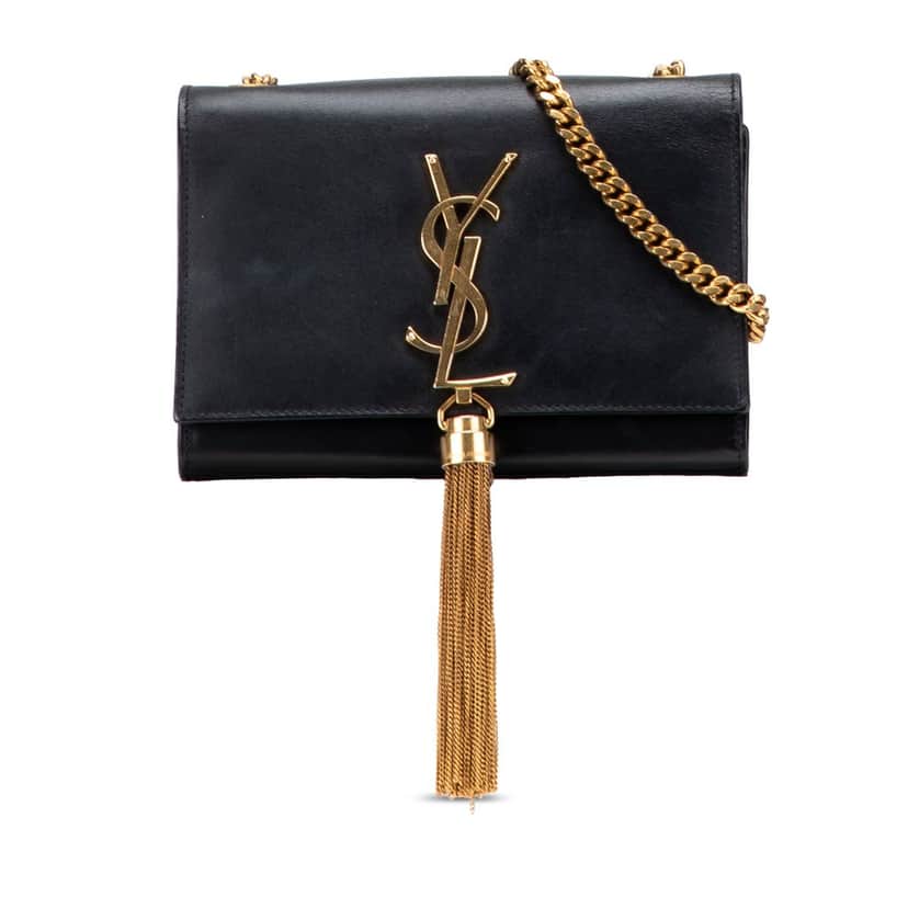 Saint Laurent Small Leather Monogram Kate Tassel Crossbody Black Leather Very good condition - Front View