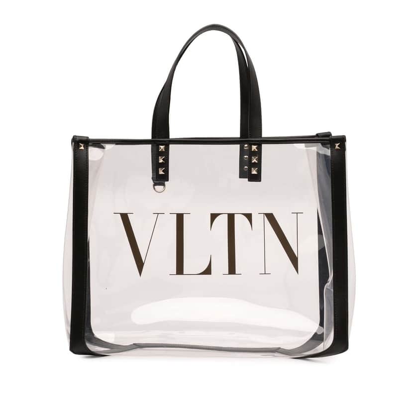 Valentino PVC VLTN Tote Black Plastic Very good condition - Front View