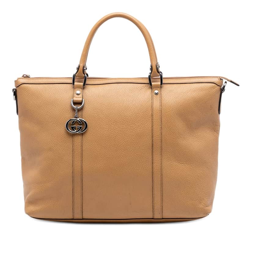 Gucci Leather GG Charm Satchel Brown Leather Very good condition - Front View