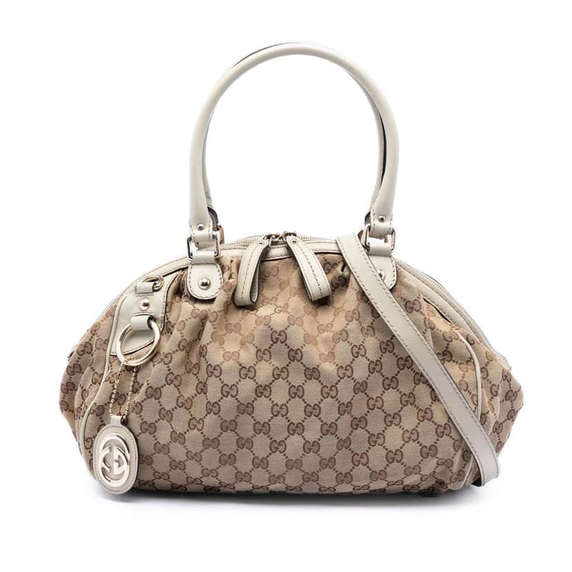 Gucci GG Canvas Sukey Satchel Beige Very good condition - Front View