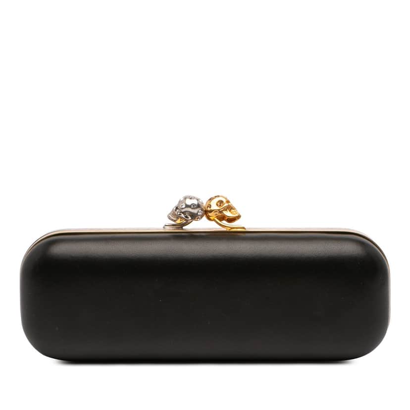 Alexander McQueen Bicolor Leather Twin Long Skull Clutch Black Leather Very good condition - Front View
