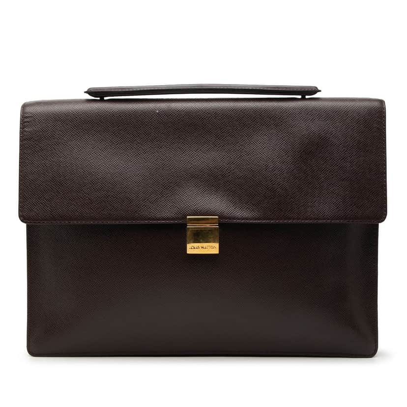 Louis Vuitton Taiga Porte Documents Angara Brown Leather Very good condition - Front View