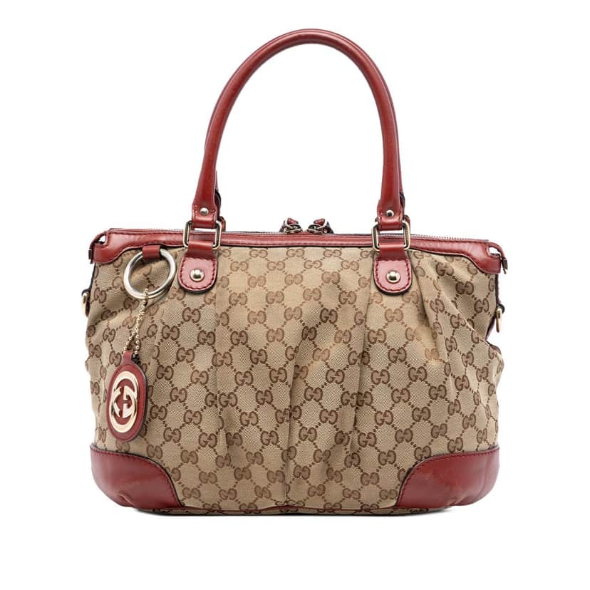 Gucci GG Canvas Sukey Satchel Beige Very good condition - Front View