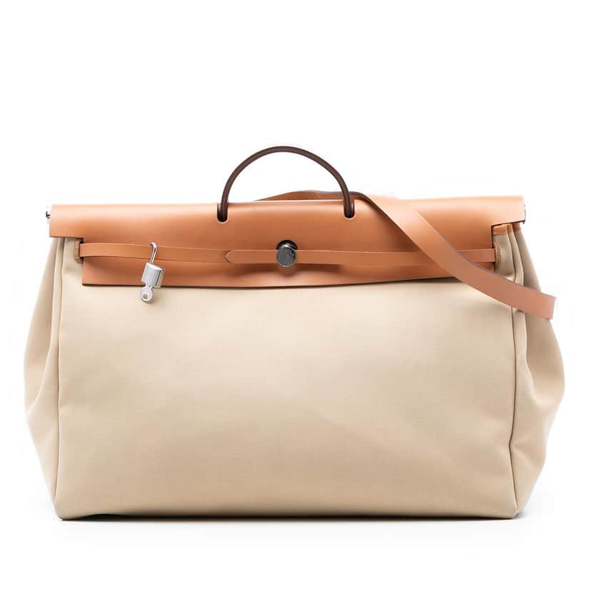 Hermès Toile and Vache Hunter Herbag Zip Cabine 50 Beige Very good condition - Front View