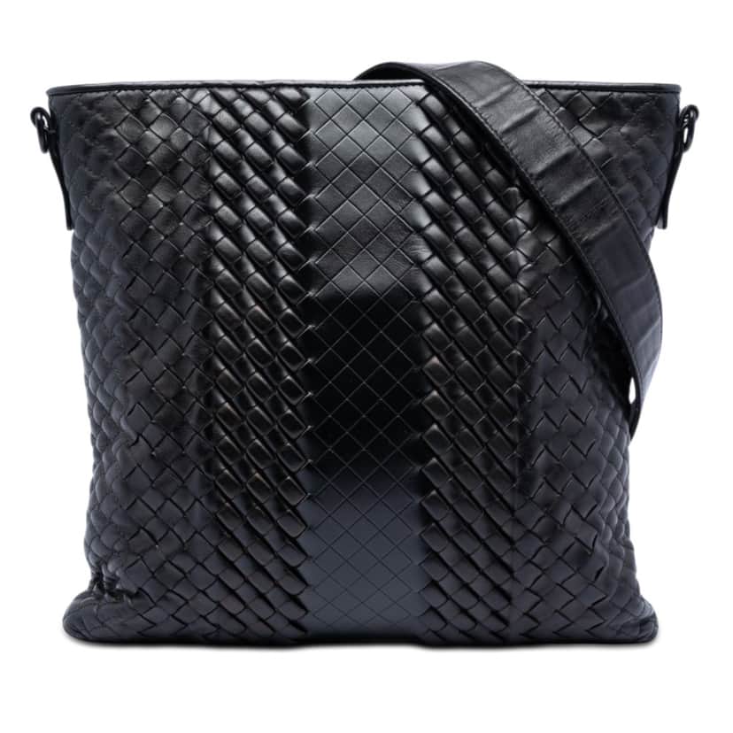 Bottega Veneta Leather Intreccio Imperatore Crossbody Black Leather Very good condition - Front View