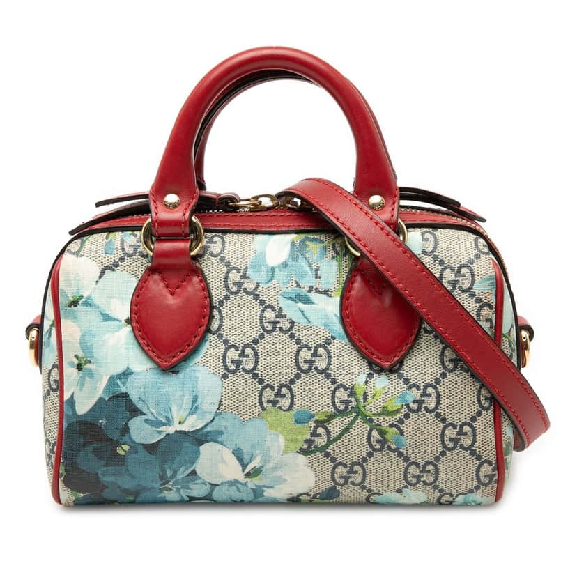 Gucci Mini GG Supreme Blooms Boston Bag Beige Very good condition - Front View