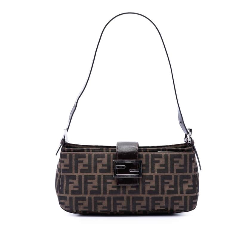 Fendi Zucca Canvas Shoulder Bag Brown Very good condition - Front View
