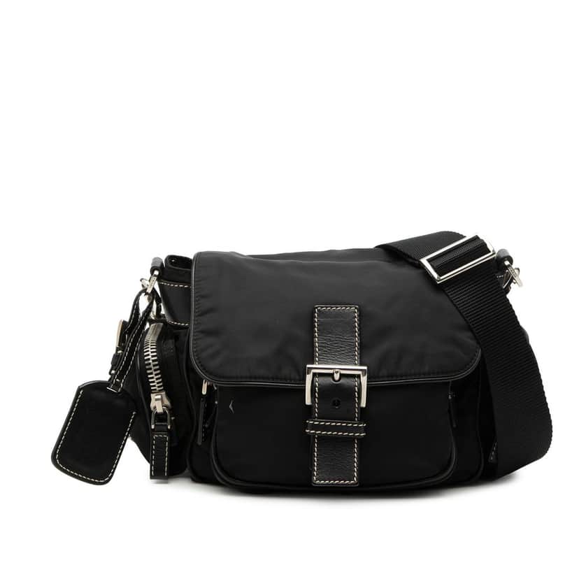 Prada Tessuto Buckle Messenger Bag Black Very good condition - Front View