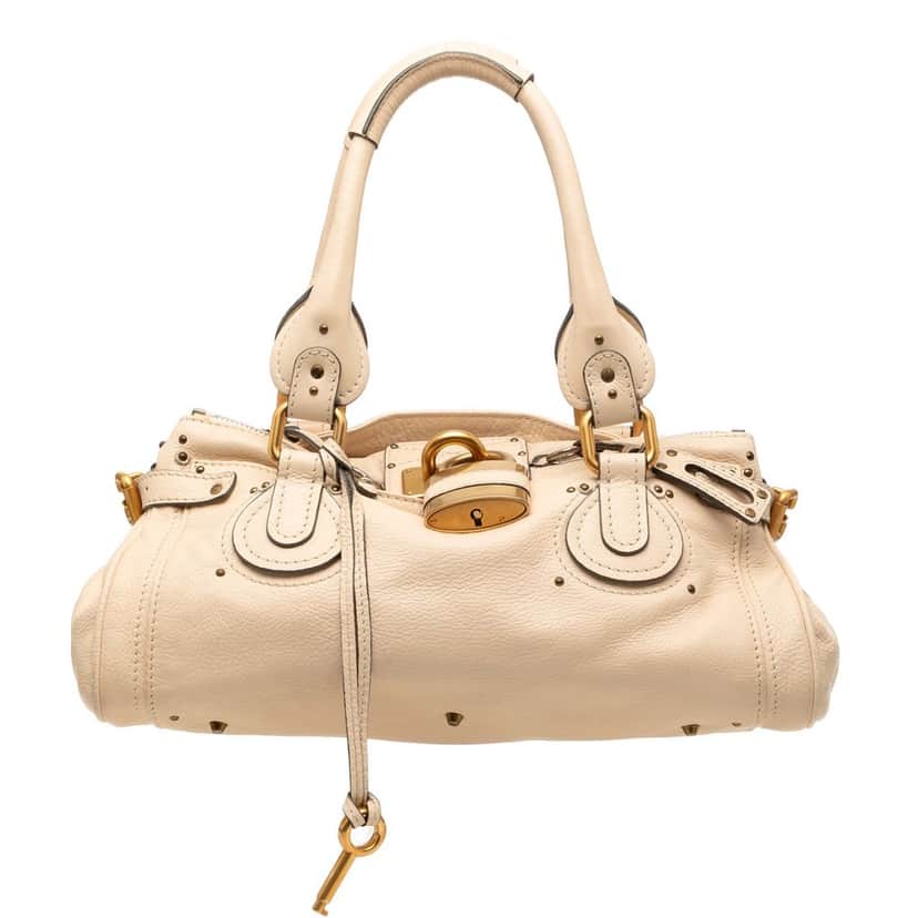 Chloé Medium Leather Paddington Handbag Beige Leather Very good condition - Front View
