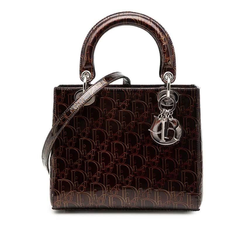 Dior Medium Patent Ultimate Lady Dior Brown Leather Very good condition - Front View