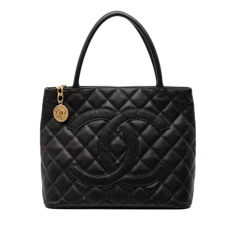 Chanel Caviar Medallion Tote Black Leather Never worn, with tag - Front View