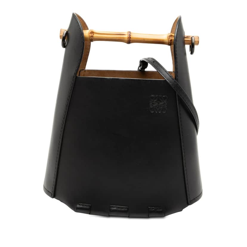 Loewe Calfskin Bamboo Bucket Bag Black Leather Very good condition - Front View