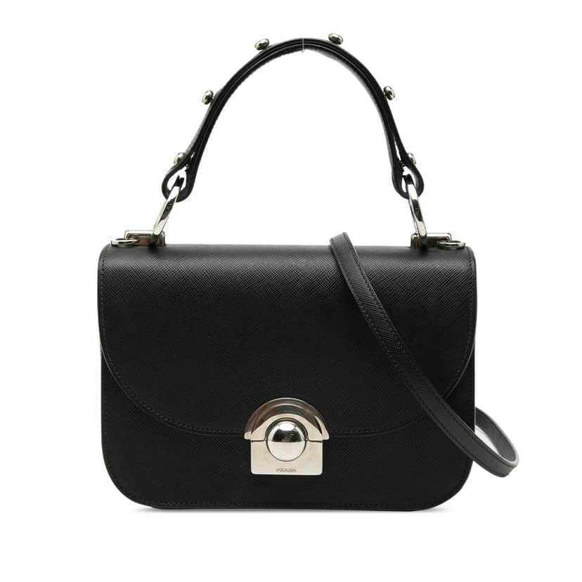 Prada Saffiano Lux Arcade Satchel Black Leather Very good condition - Front View
