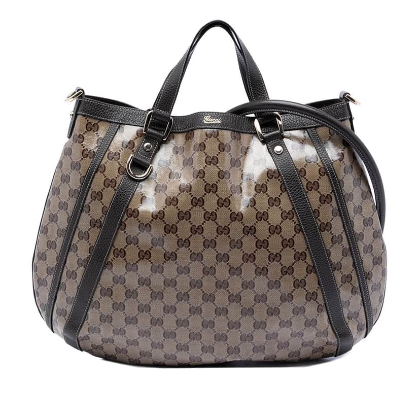 Gucci GG Crystal Abbey D Ring Convertible Tote Beige Very good condition - Front View