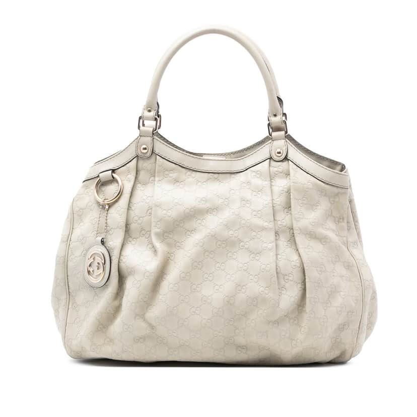 Gucci Large Guccissima Sukey Tote White Leather Very good condition - Front View