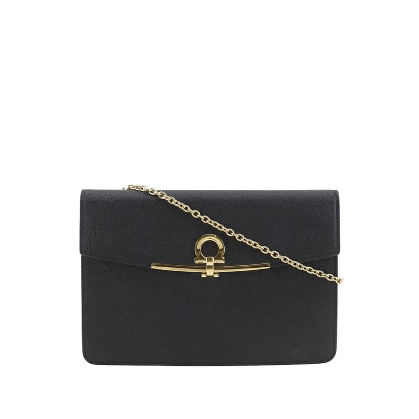 Salvatore Ferragamo Leather Gancini Icona Crossbody Black Leather Very good condition - Front View