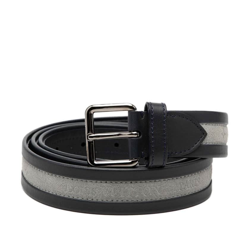 Louis Vuitton Leather Regatta Belt Blue Leather Never worn, with tag - Front View