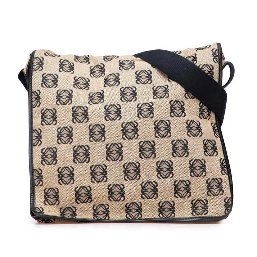 Loewe Anagram Canvas Messenger Bag Beige Very good condition - Front View