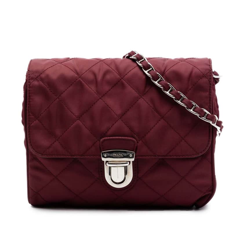 Prada Impuntu Tessuto Chain Crossbody Red Very good condition - Front View