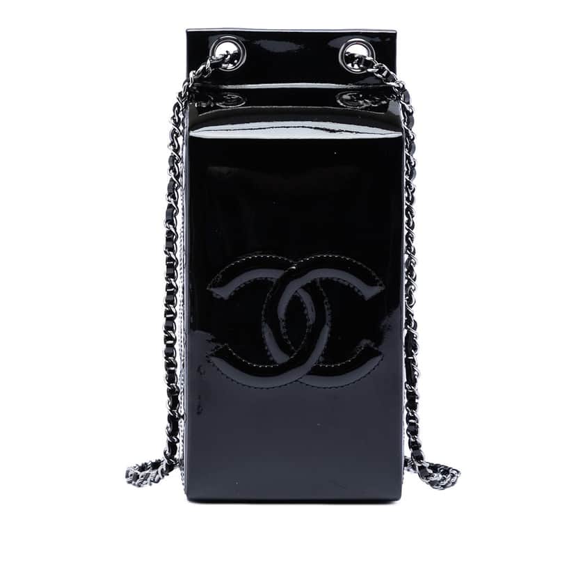 Chanel Patent Milk Carton Crossbody Black Leather Very good condition - Front View