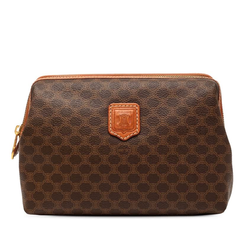 Celine Macadam Coated Canvas Pouch Brown Very good condition - Front View