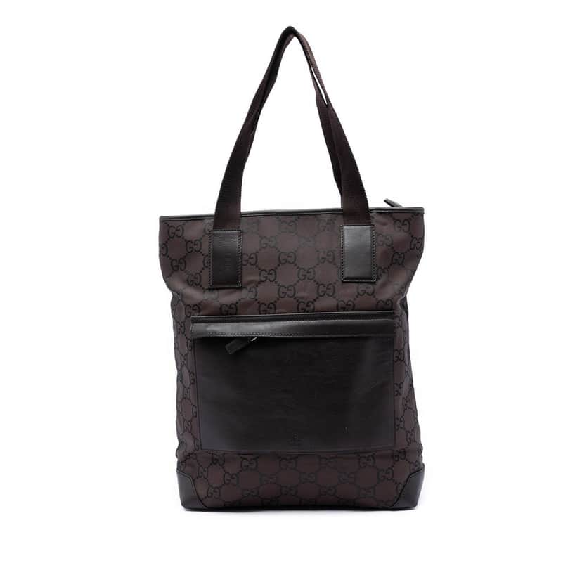 Gucci GG Nylon Tote Brown Very good condition - Front View