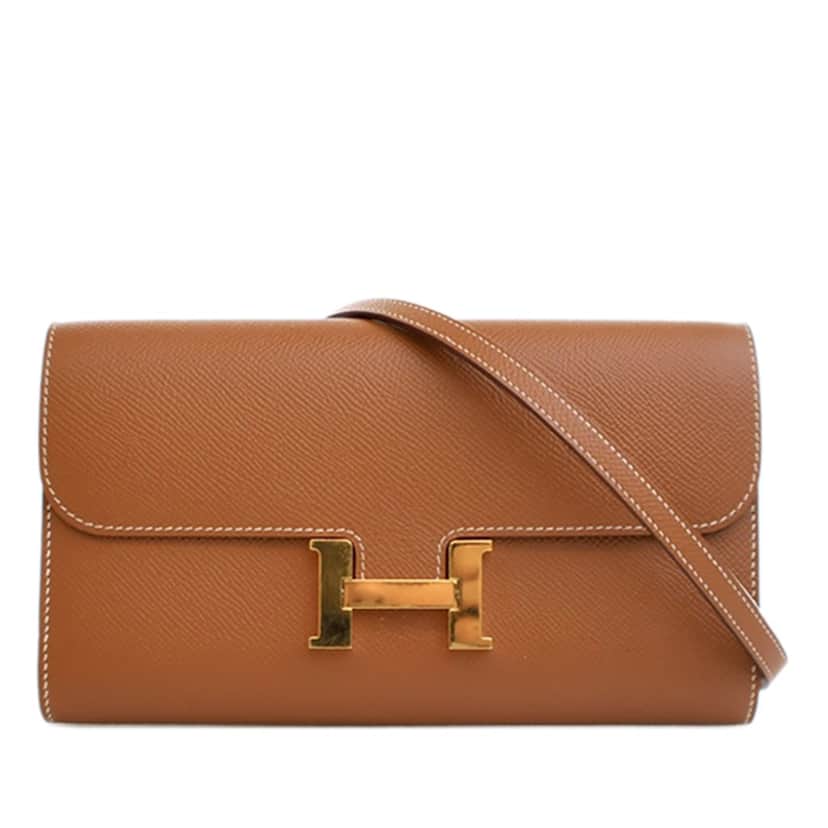 Hermès Epsom Constance Long To Go Wallet Brown Leather Very good condition - Front View