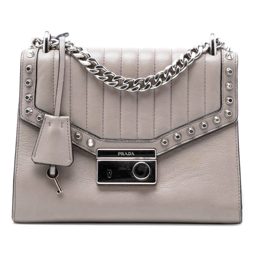 Prada Studded Glace Calf Sound Lock Crossbody Other Leather Very good condition - Front View