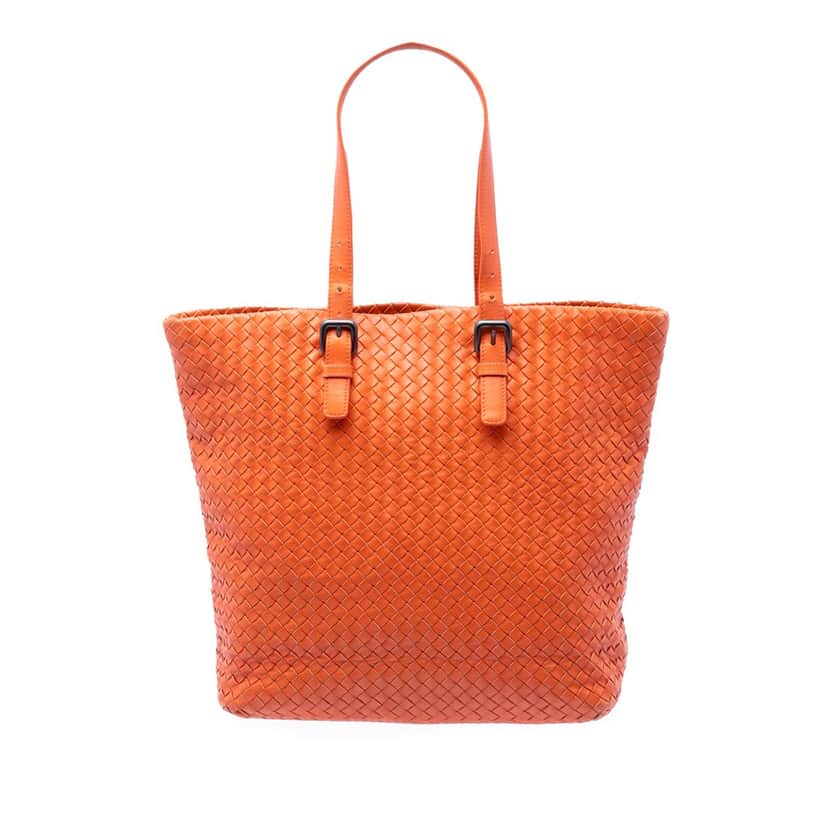 Bottega Veneta Nappa Intrecciato Belt Strap Tote Orange Leather Very good condition - Front View