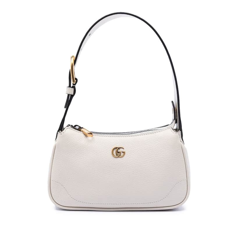 Gucci Mini Goatskin Aphrodite Shoulder Bag White Leather Very good condition - Front View