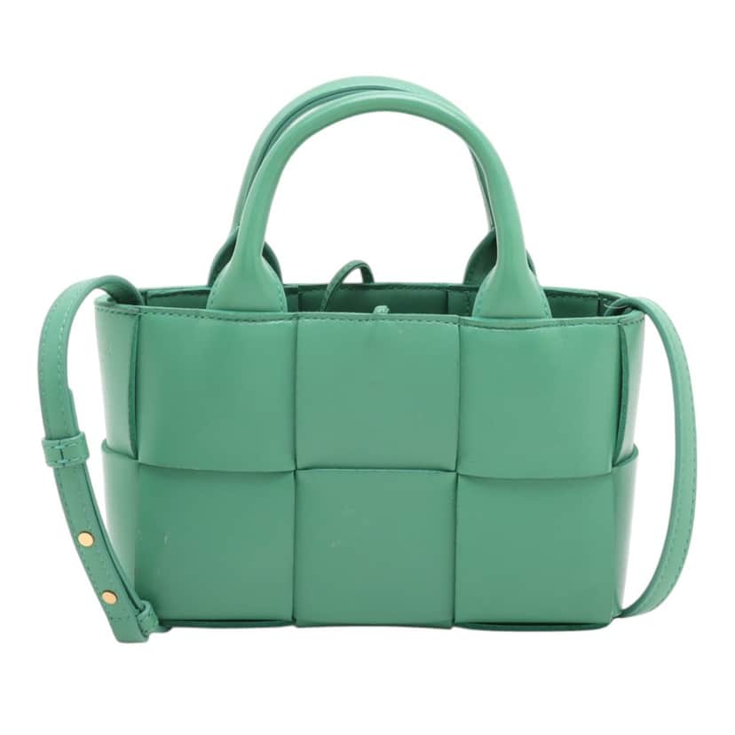 Bottega Veneta Candy Nappa Maxi Intrecciato Arco Tote Green Leather Very good condition - Front View