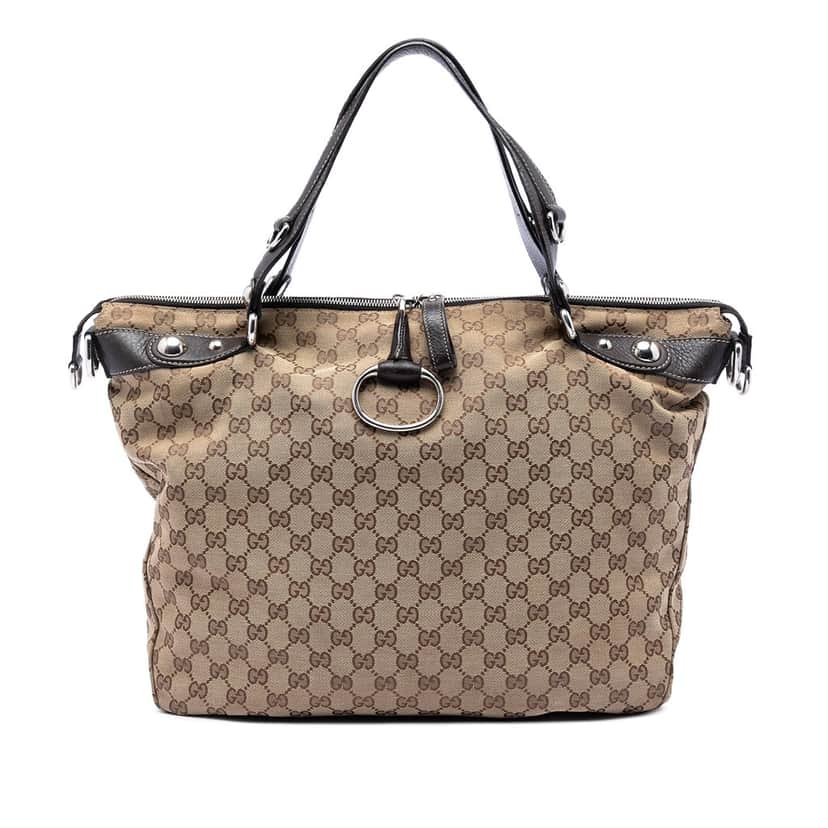 Gucci Large GG Canvas Icon Bit Satchel Beige Very good condition - Front View