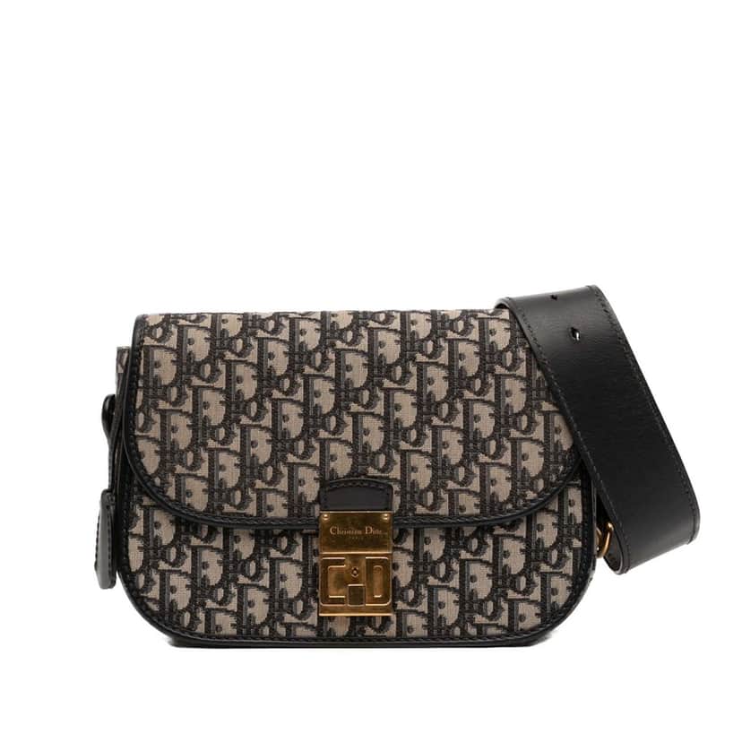 Dior Oblique Canvas Flap Crossbody Blue Very good condition - Front View