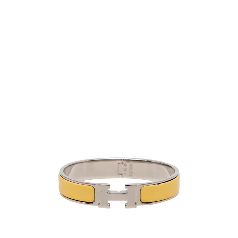Hermès Narrow Enamel Clic H Bracelet GM Yellow Very good condition - Front View