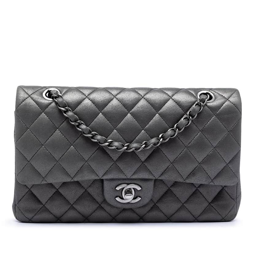 Chanel Medium Classic Iridescent Lambskin Double Flap Other Leather Very good condition - Front View