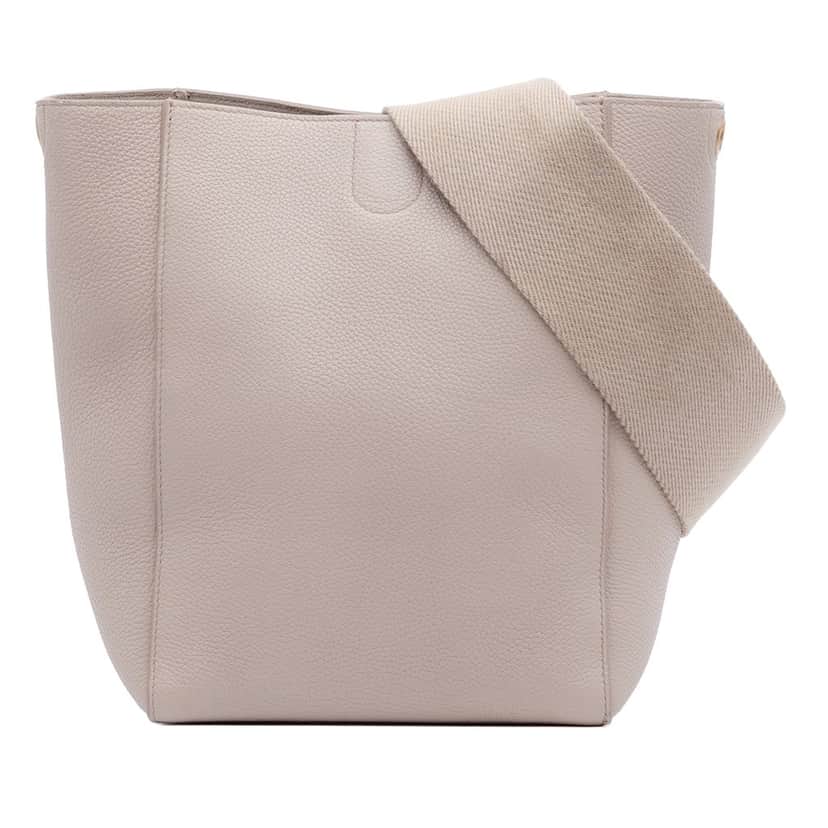Celine Small Soft Grained Calfskin Seau Sangle Bucket Bag Brown Leather Very good condition - Front View